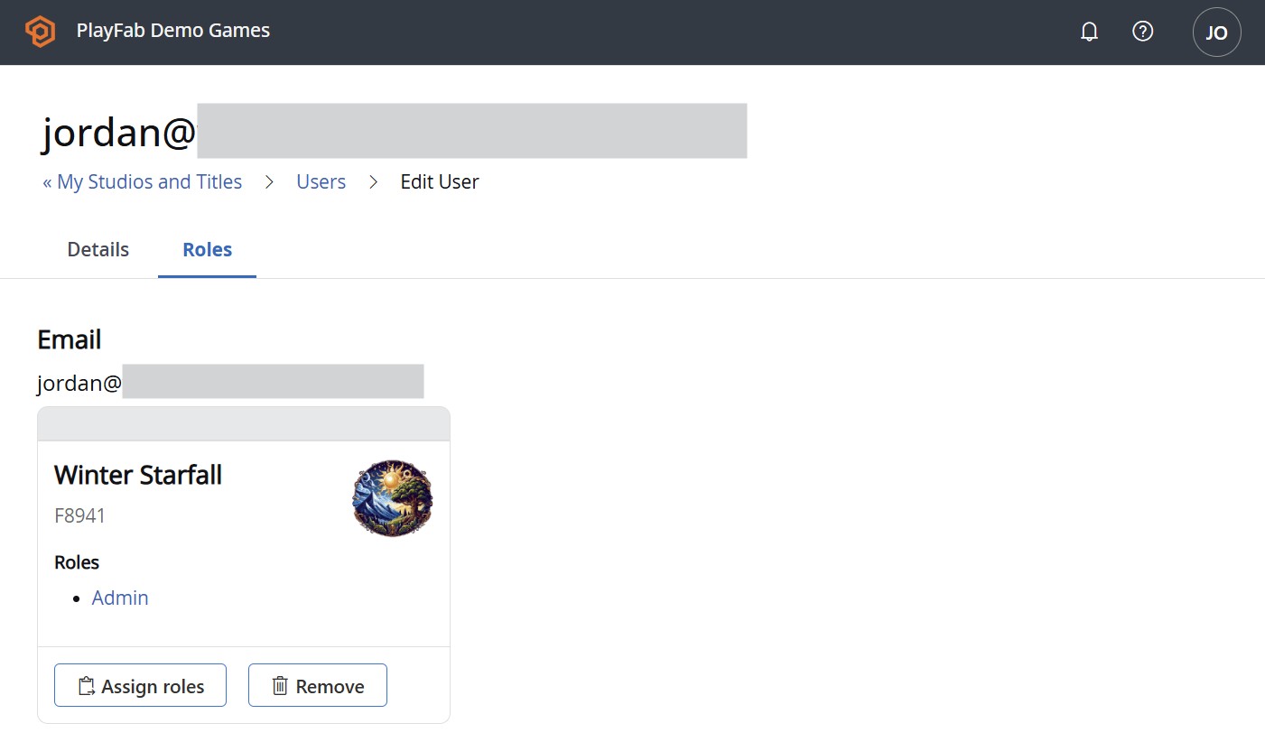 screenshot of assigning roles to a user per title