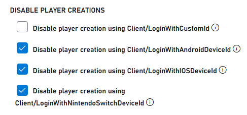 Enabling player creation using Client/LoginWithCustomId