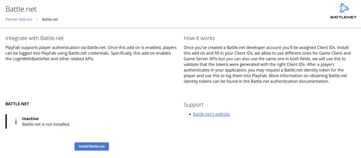 PlayFab Game Manager Battle.net Add-on