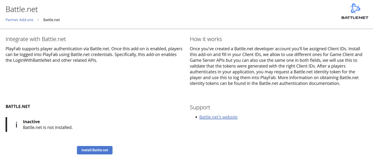 PlayFab Game Manager Battle.net Add-on