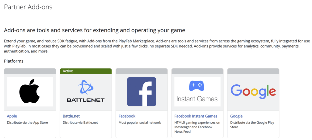 PlayFab Game Manager Battle.net Add-on active