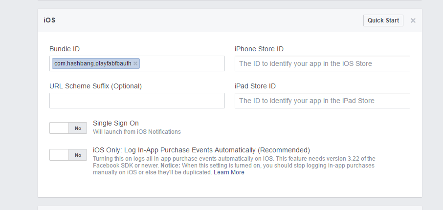 Paramètres de la plateforme iOS