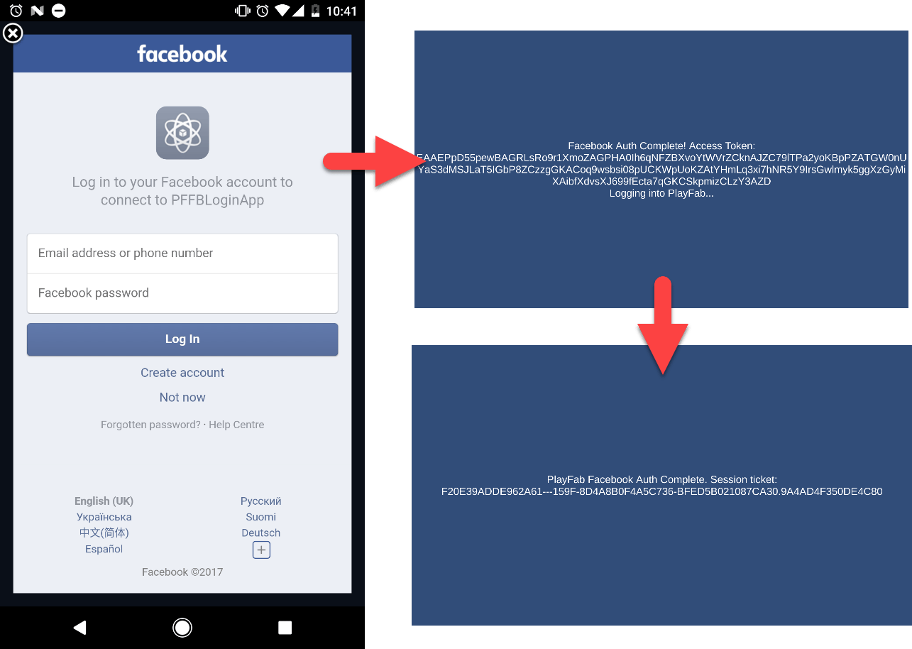 Authentification Facebook PlayFab sur Android