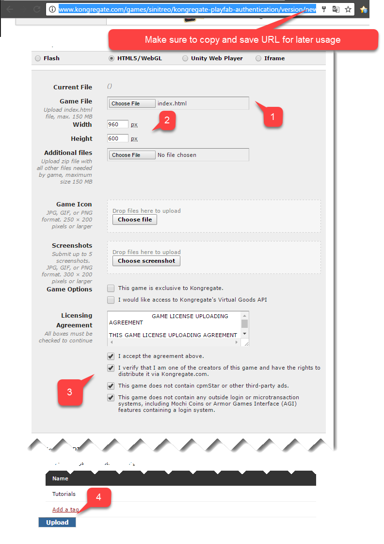 Página de carga de aplicaciones de Kongregate