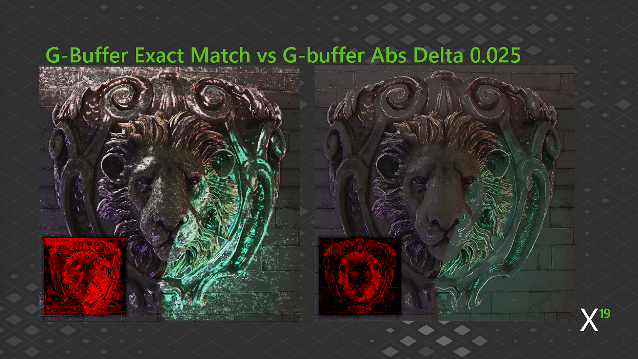 Comparação do g-buffer com delta adicionado de 0,025
