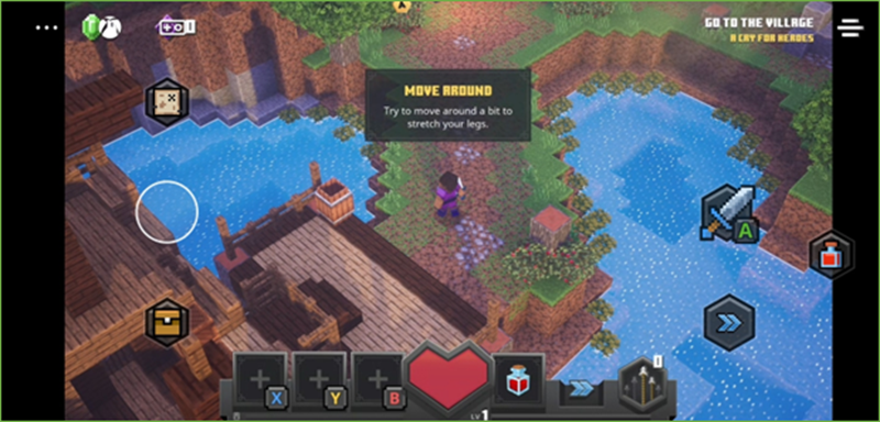 Minecraft Dungeons 触控布局仅显示最少控件的截图