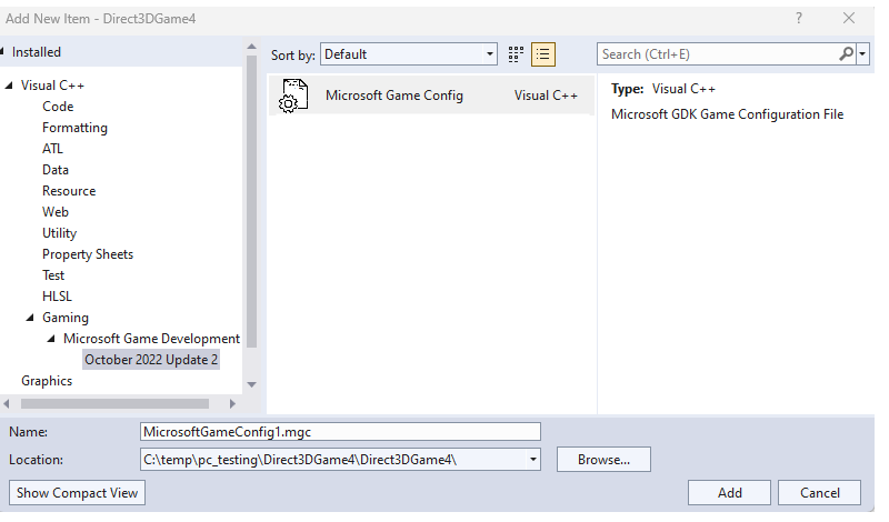 Plantilla de elemento de MicrosoftGame.config