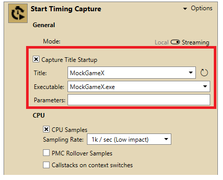 選取 Capture Title Start 時已安裝的遊戲清單