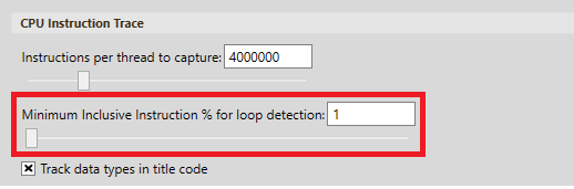 Le paramètre Minimum Inclusive Instruction % for loop detection
