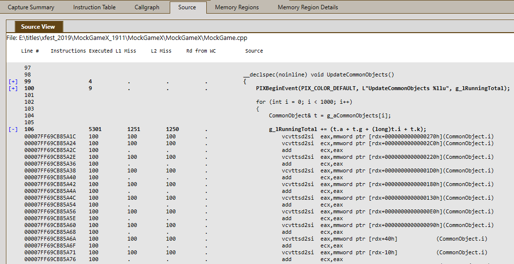 Code source de l'Instruction Trace