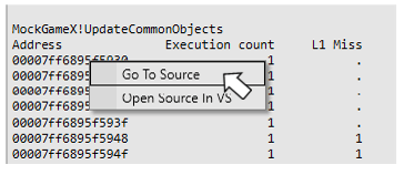 Le menu contextuel de l'Instruction Table