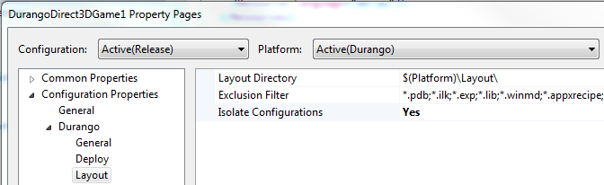 Propriété Isolate Configuration