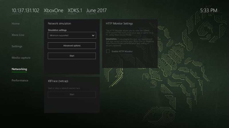 네트워킹 페이지를 보여주는 Dev Home의 스크린샷