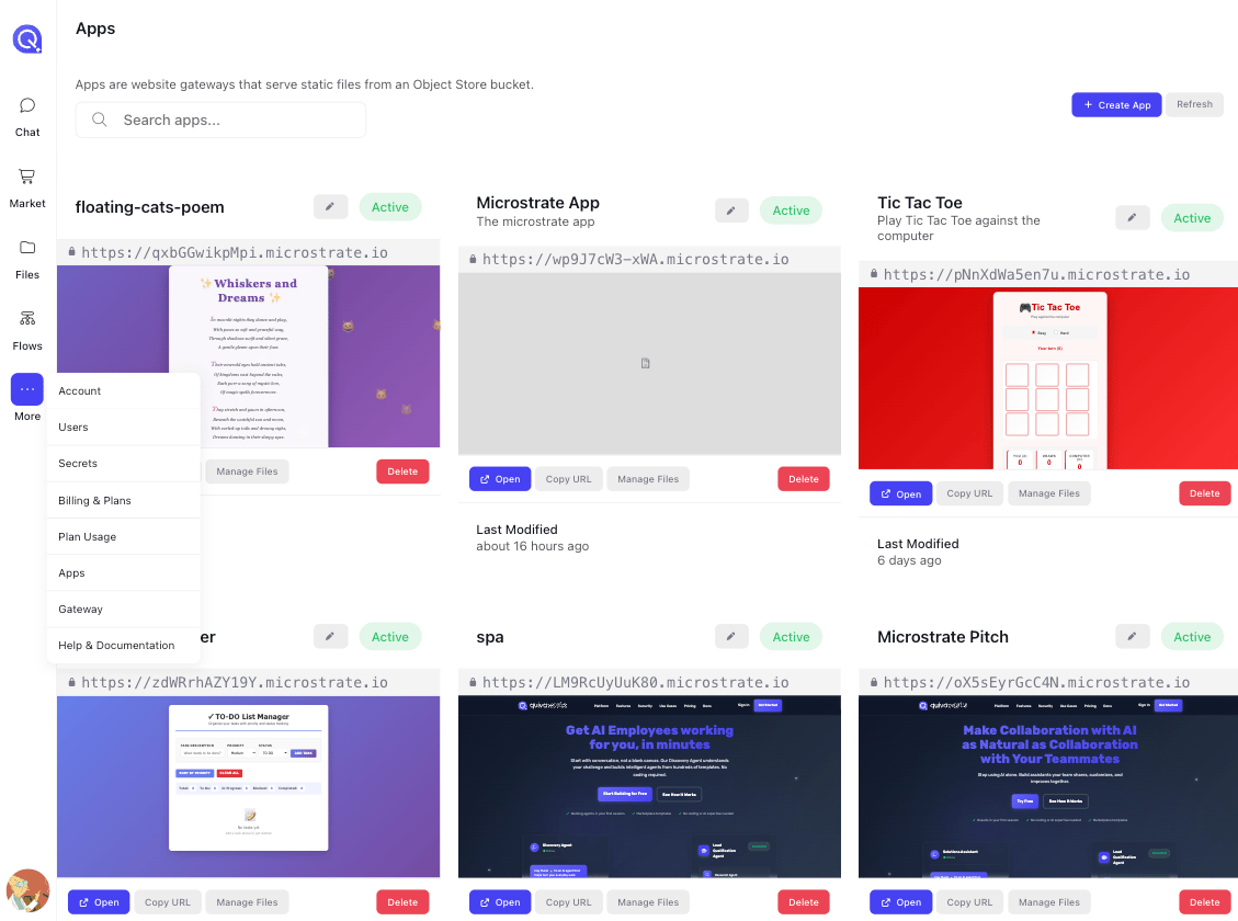 Manage deployed apps