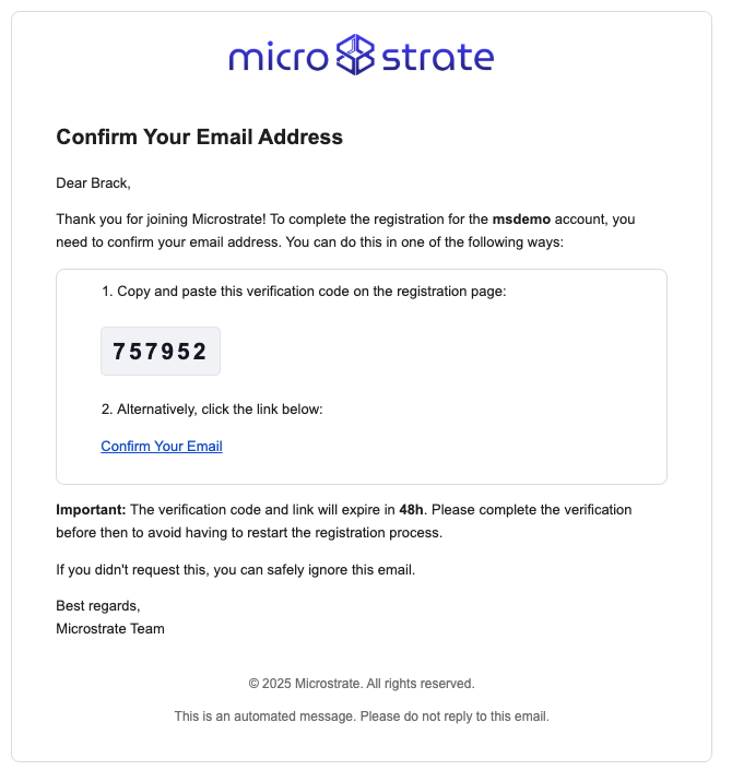 Registration Email