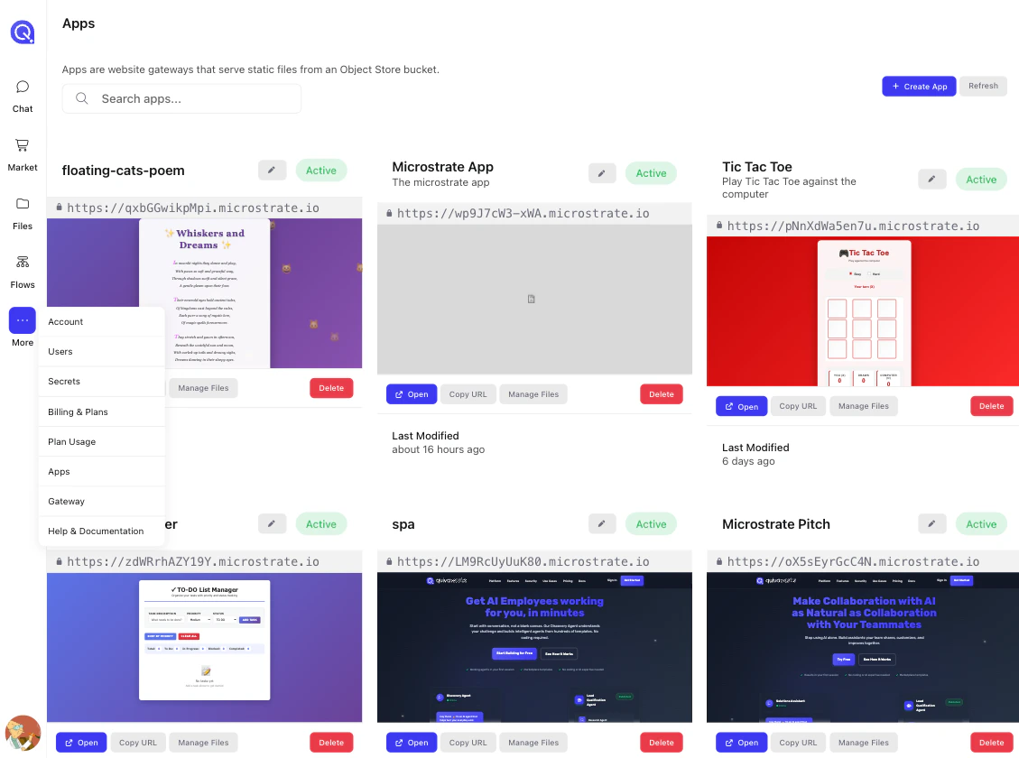 Manage deployed apps
