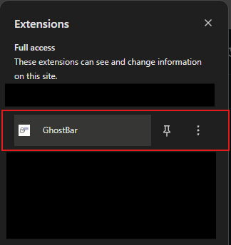 Extension context menu