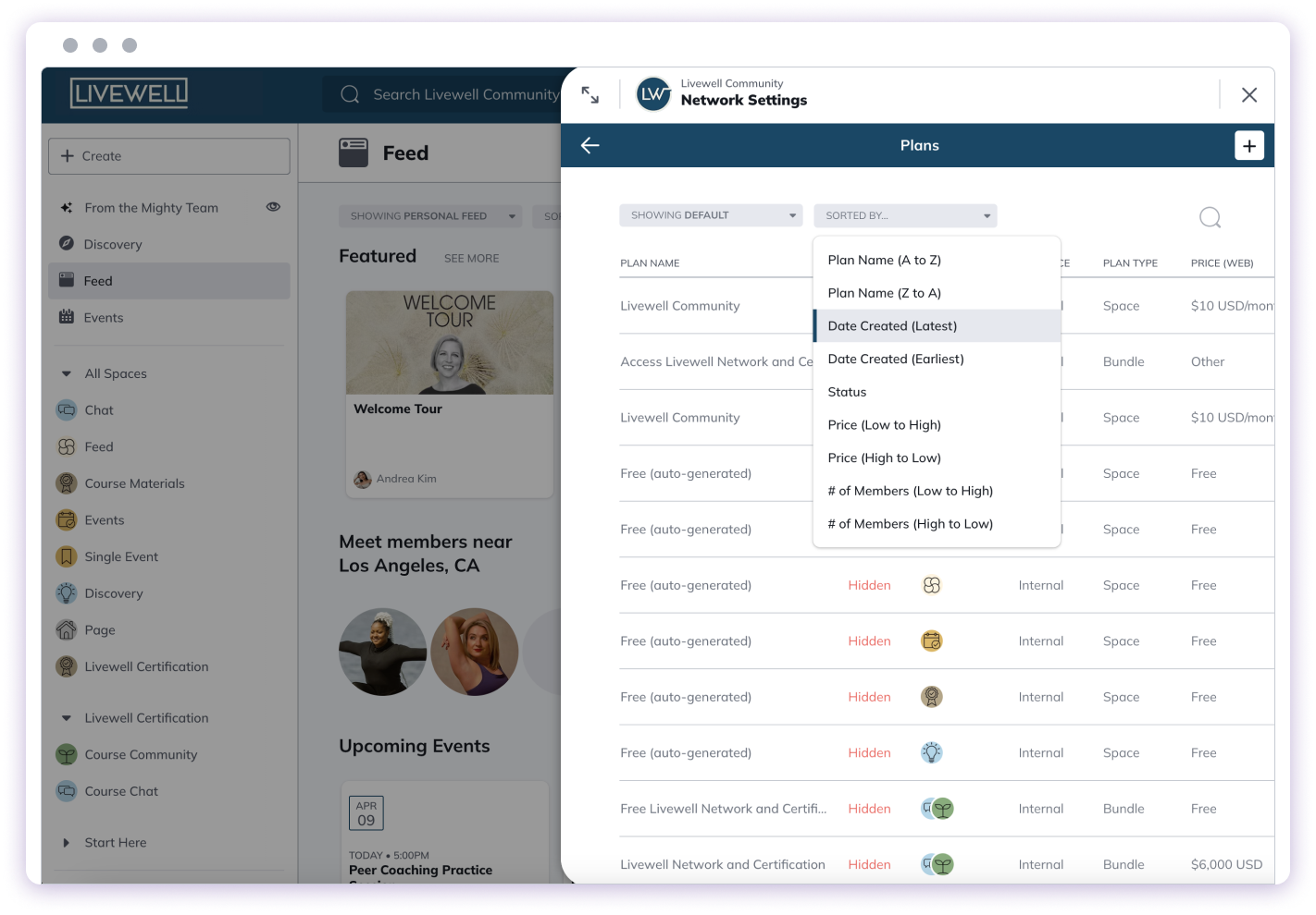 Plan Sorting and Filtering Options