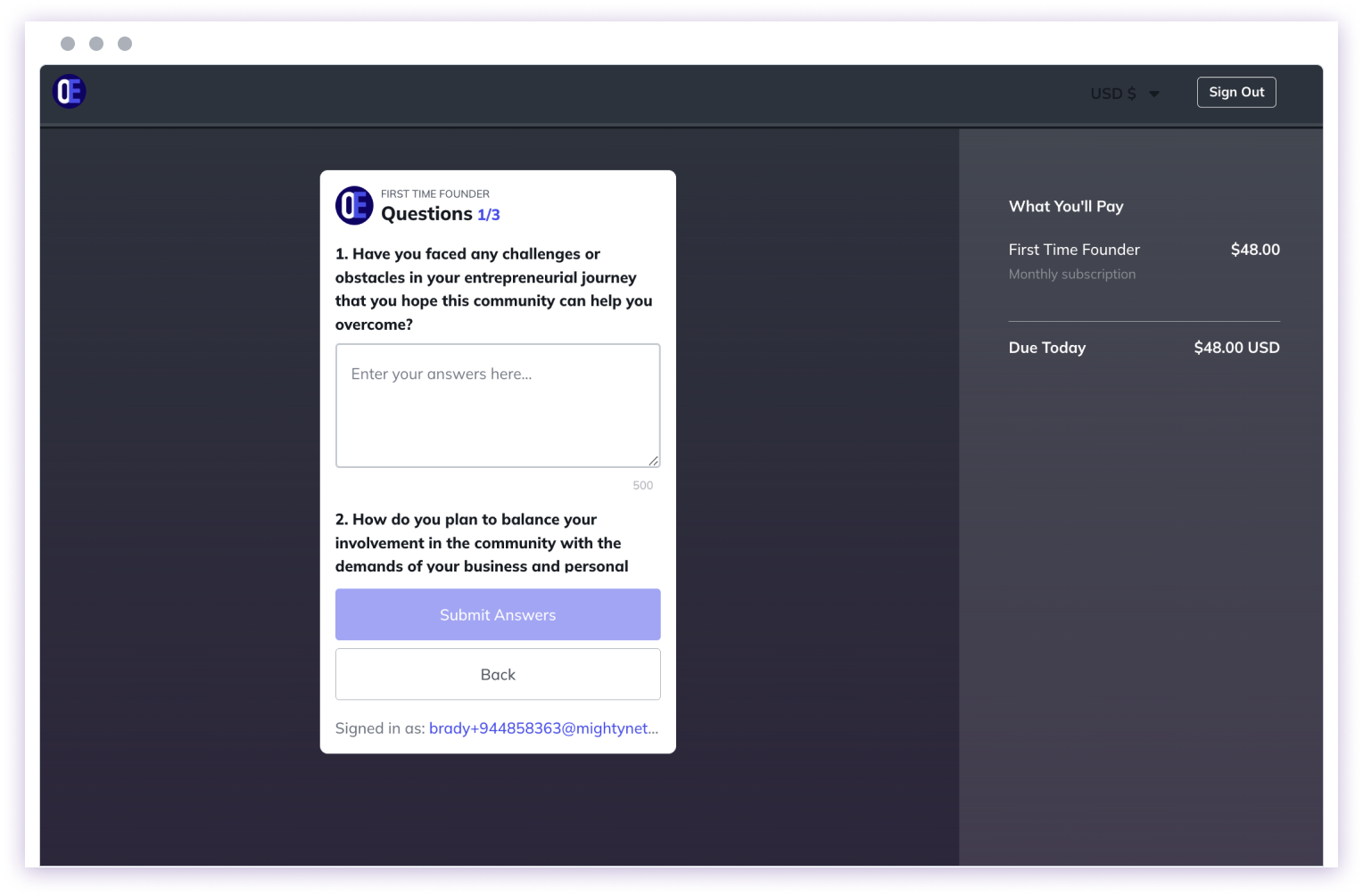 Declined membership notification