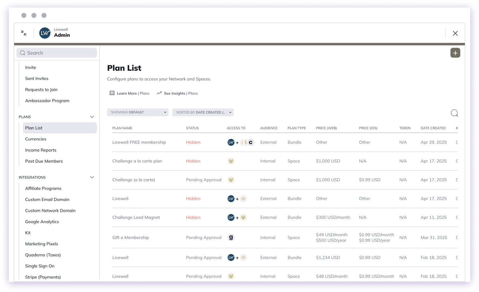 Create New Plan Interface