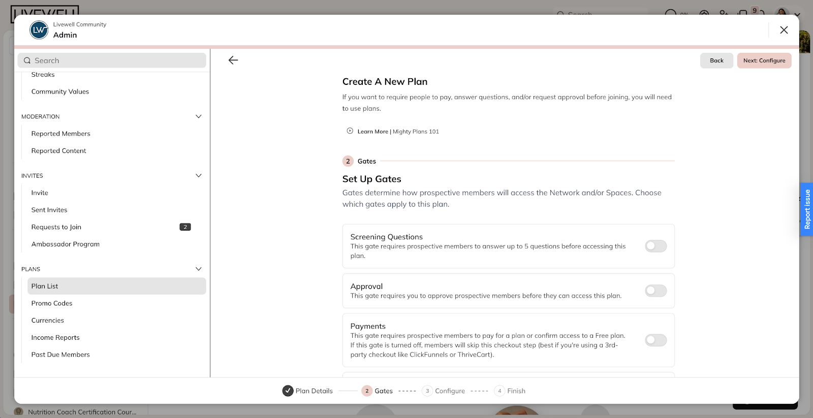 Gating Options Turned Off