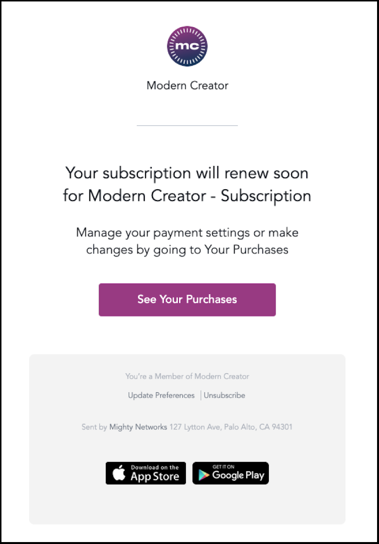 Subscription renewal notification
