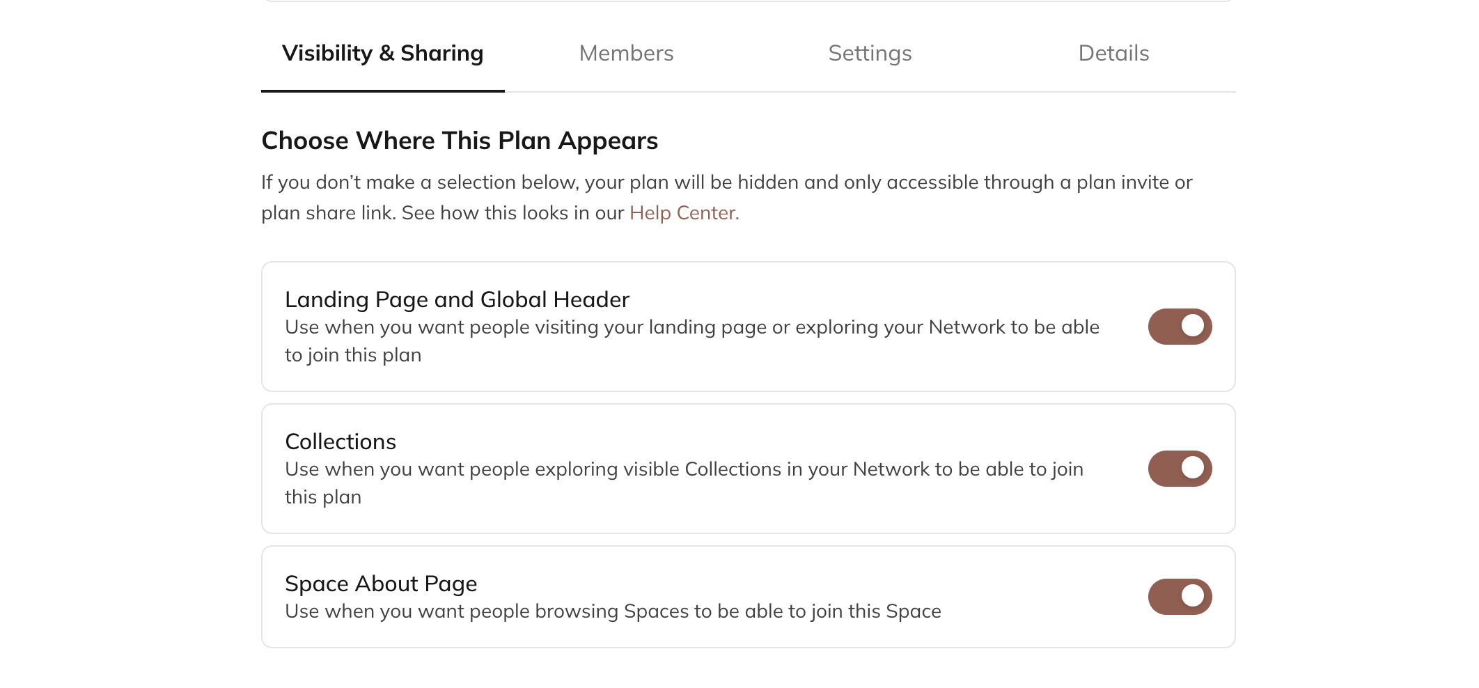 Plan Appearance Options for Limited Membership