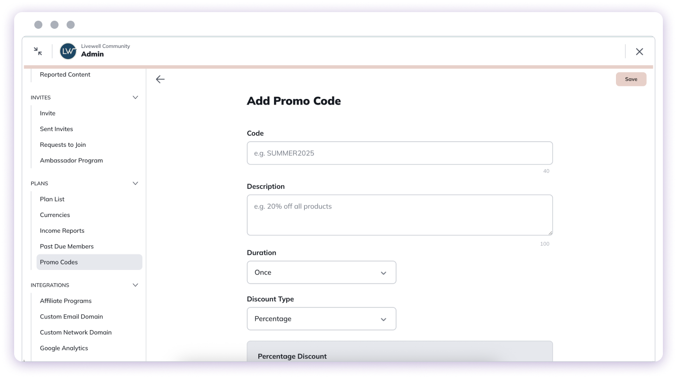 Create Promo Code Button