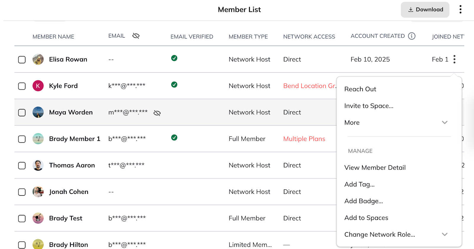Access Member List in Admin