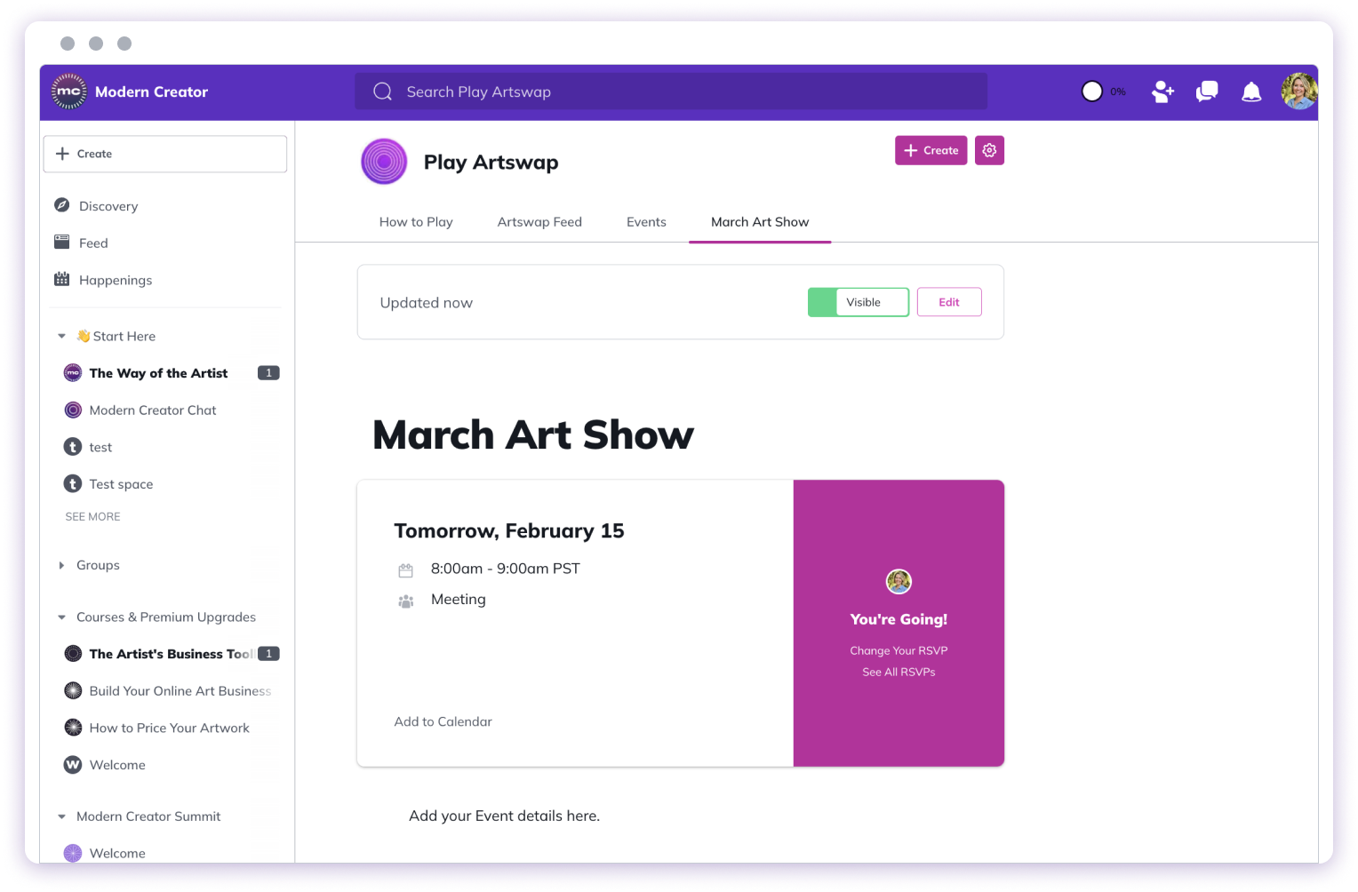 Creating a new single event