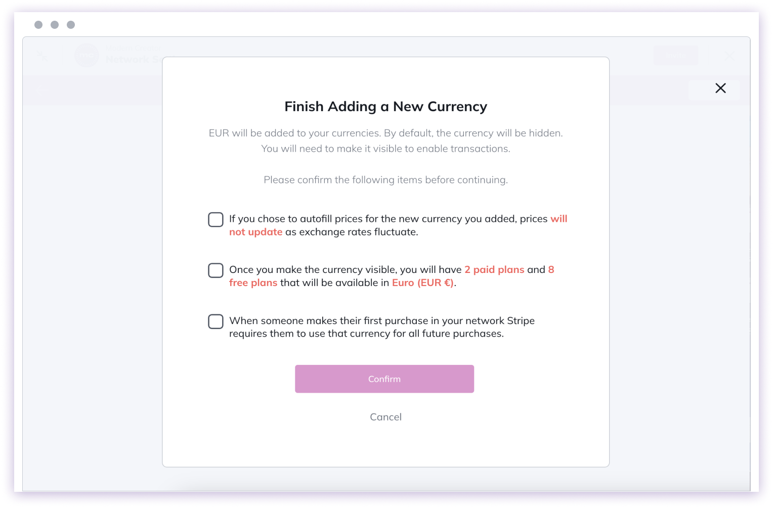 Finish Adding Currency Screen