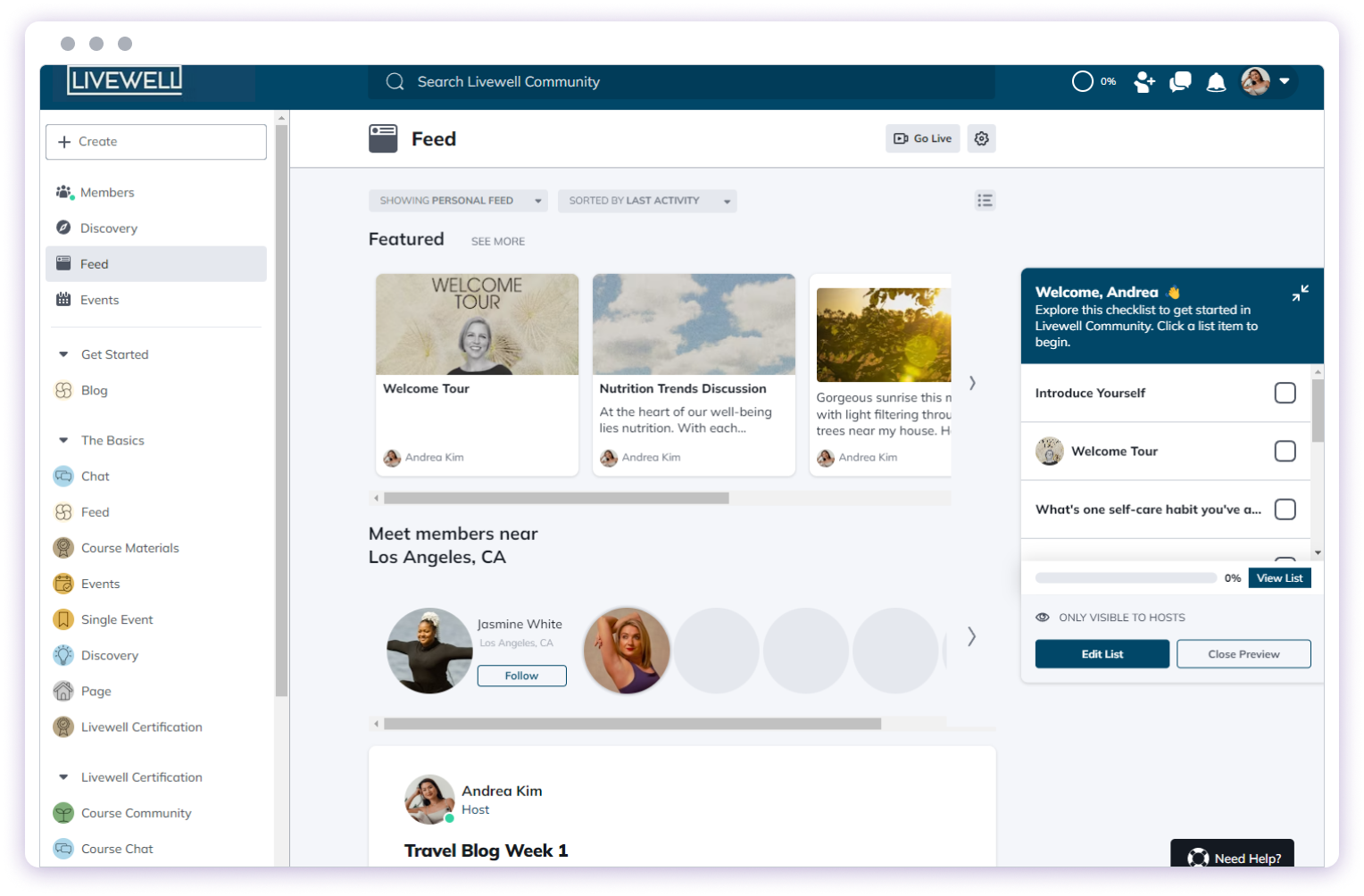 Welcome Checklist vs Welcome Section