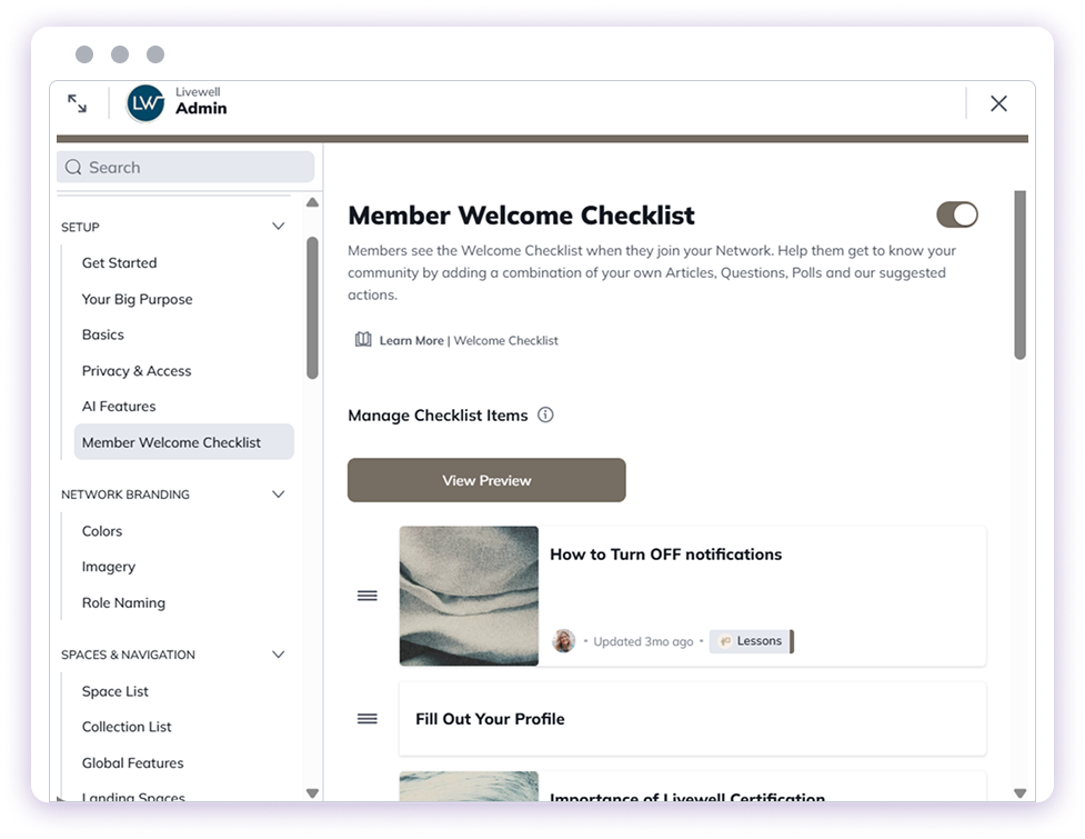 Adding custom actions to Welcome Checklist