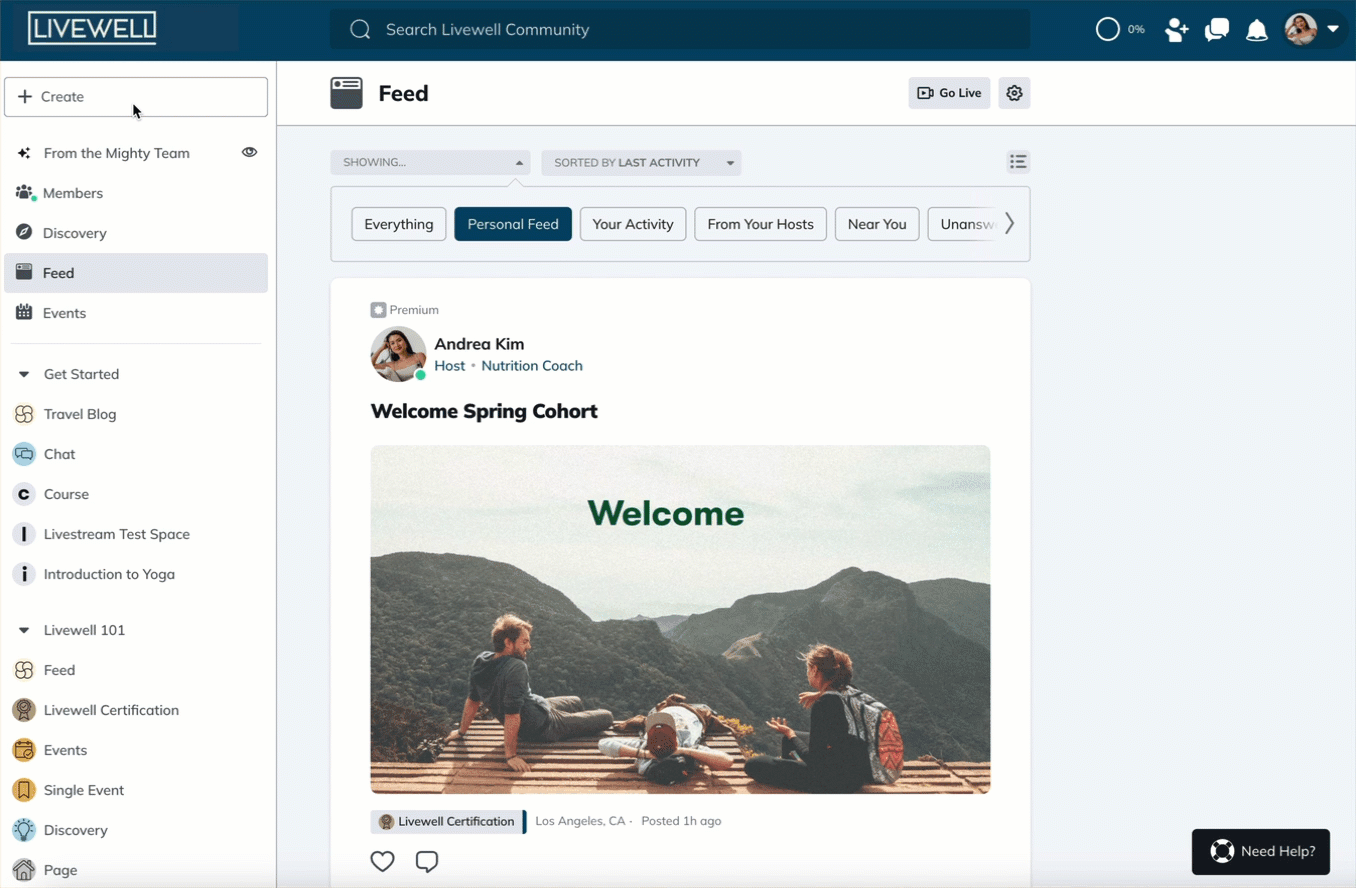 Feed search functionality