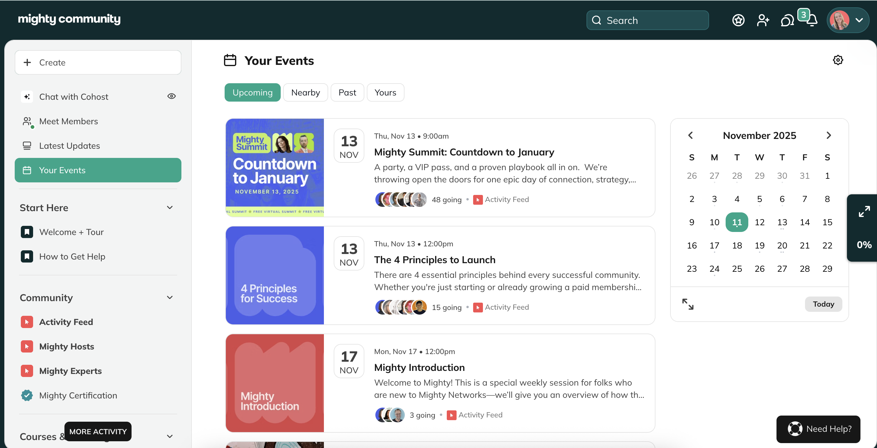 Is There a Calendar View for Events? - Mighty Networks Developer