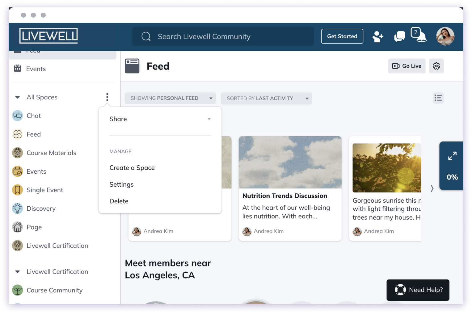 Create a Space from navigation