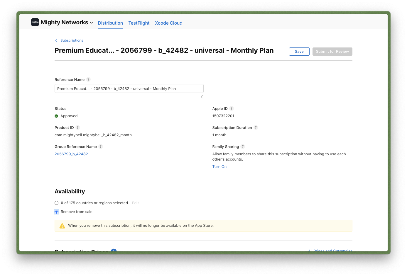 Developer Remove from Sale status