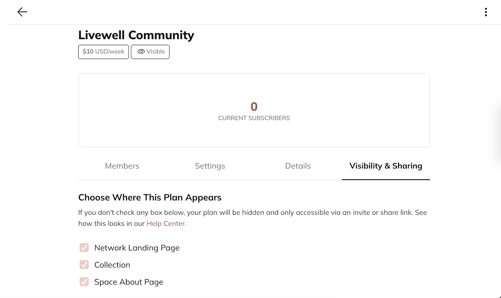 Plan visibility options