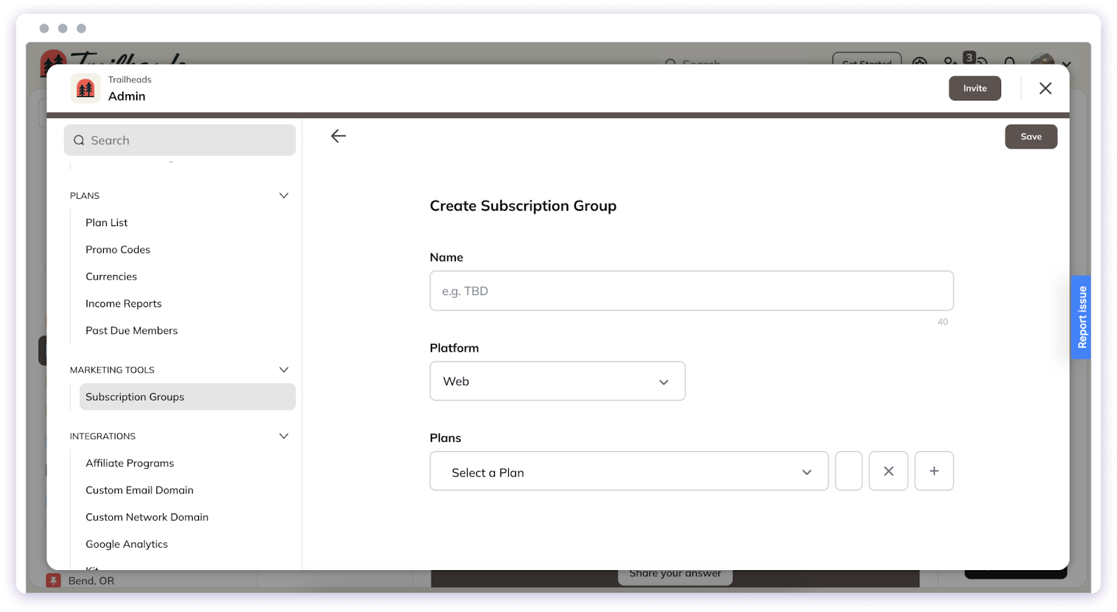 Navigate to Subscription Groups in Admin