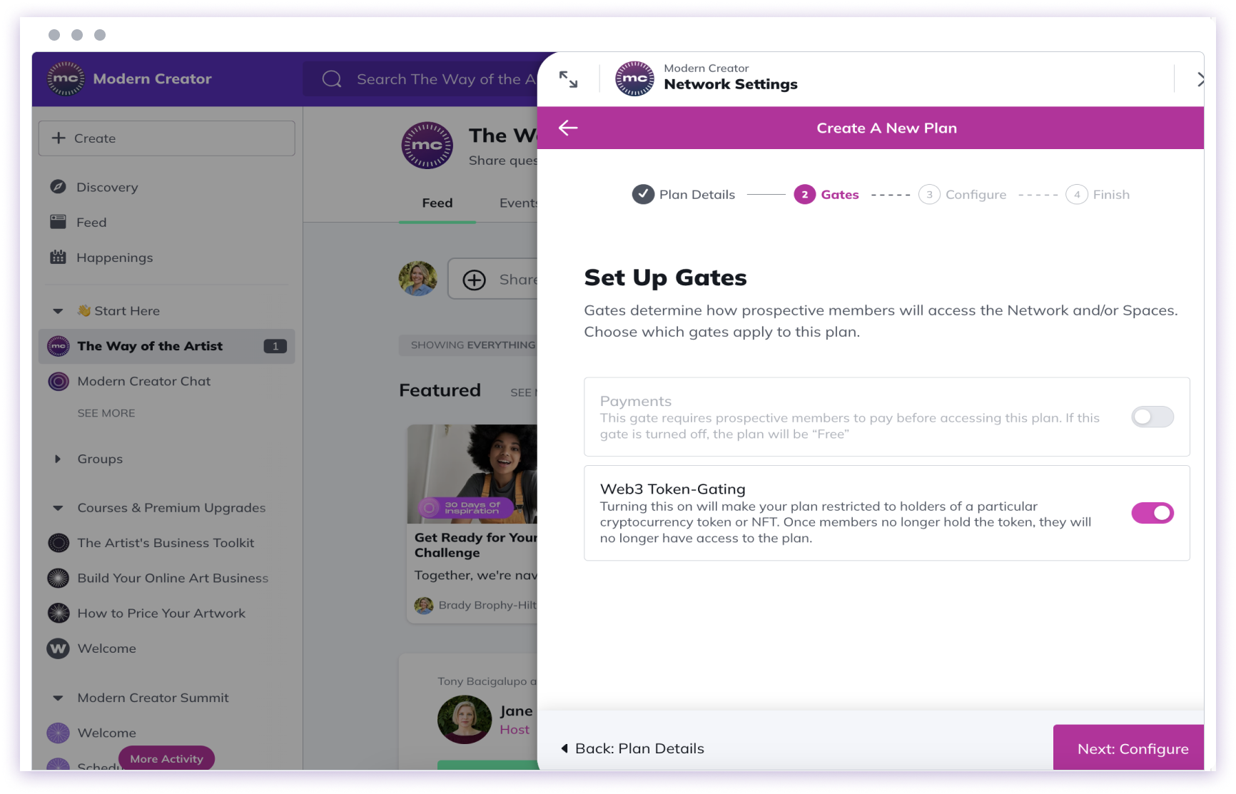 Token Gating Selection Screen