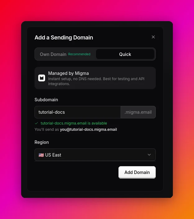 Open Sending Domains