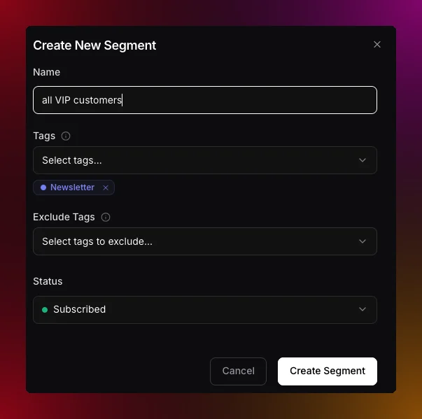 Audience Create Segment Audience Create Segment