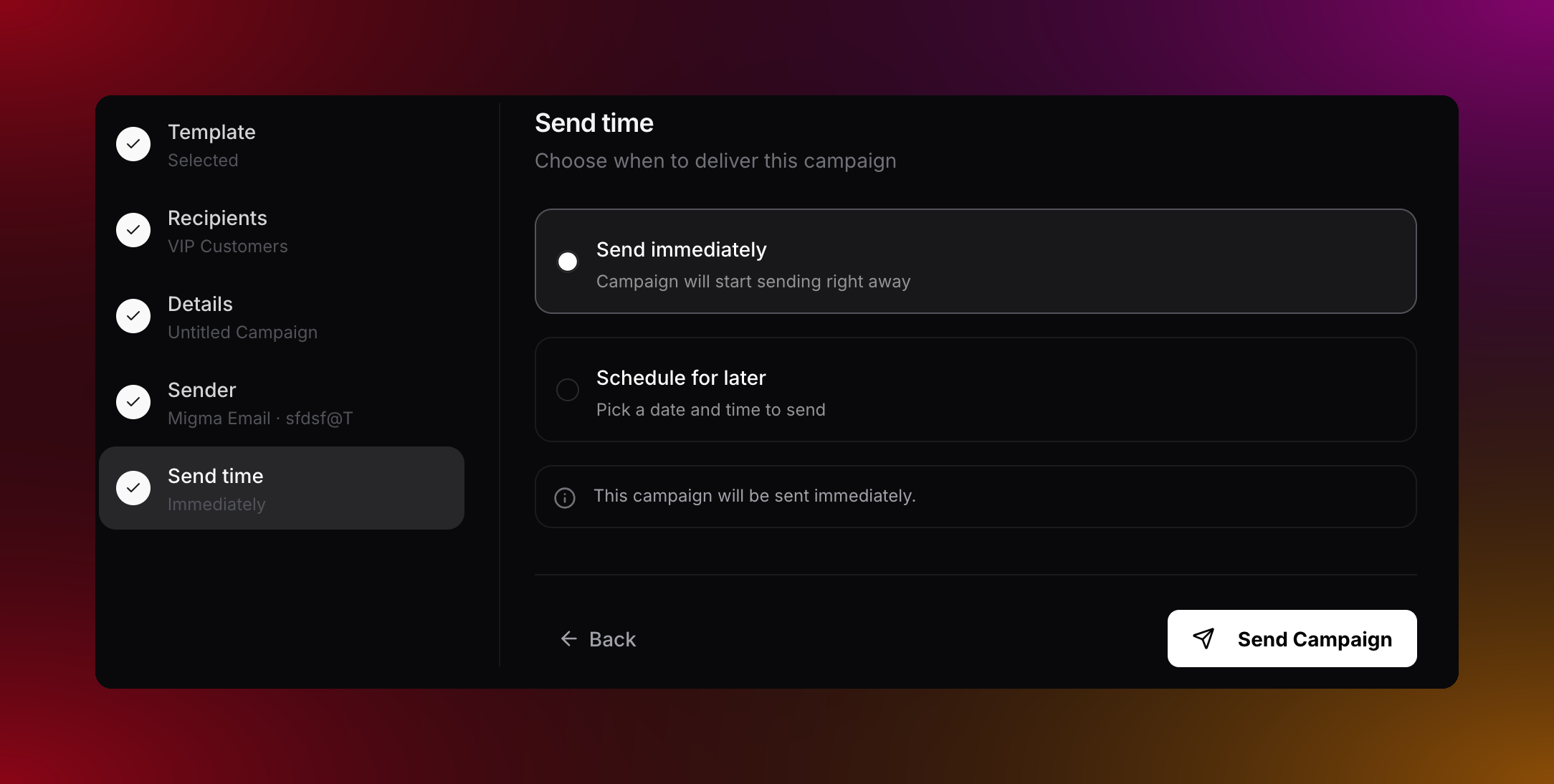 Setup Send Campaign