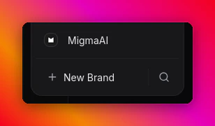 Migma sidebar with New Brand option