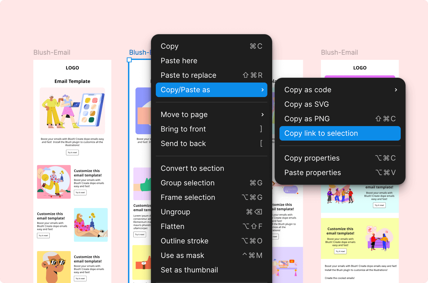 Figma to Email conversion process Figma to Email process showing import, conversion, and customization in Migma