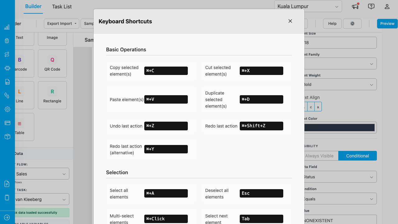 Keyboard shortcuts