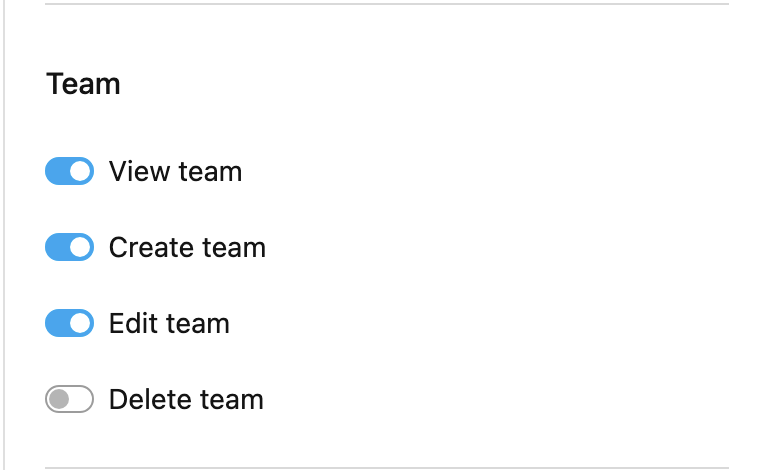 Admin Vendor role - Team permissions