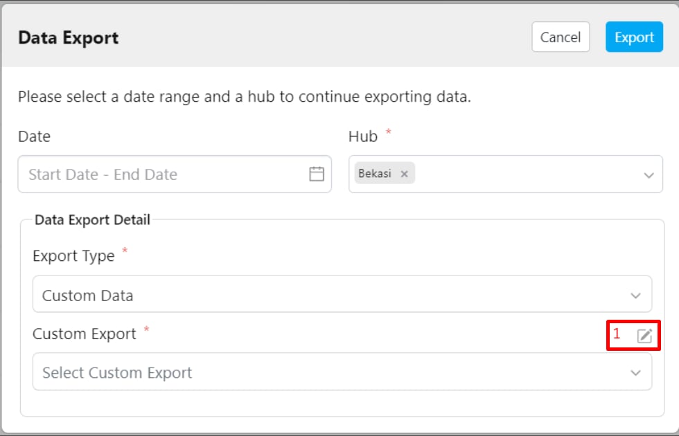 Custom Export Form Display