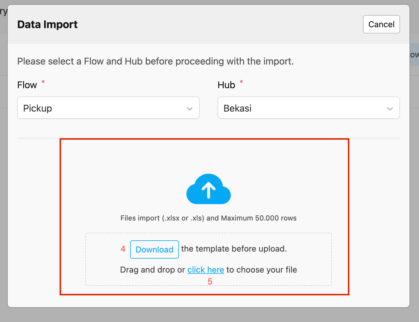 List of imported file display