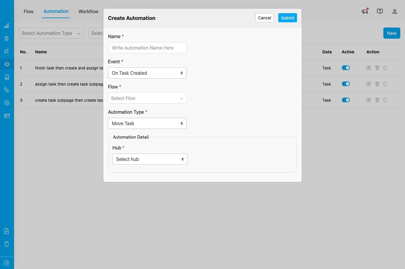 Move Task automation configuration